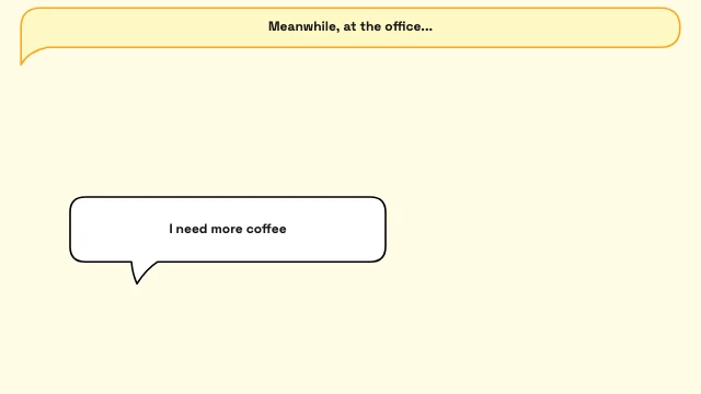 Narrator + Character speech bubble template — Narration box with character speech