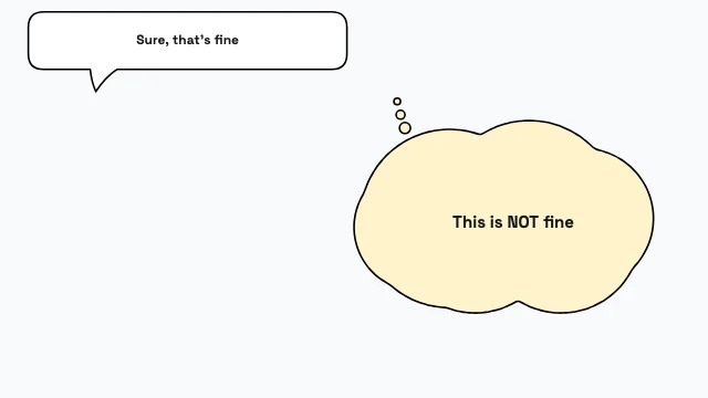 Inner Monologue speech bubble template — What they say vs what they think