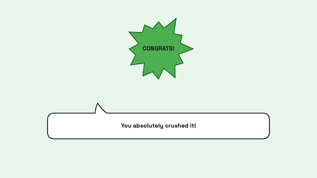 Congratulations speech bubble template — Celebratory message with bold bubble